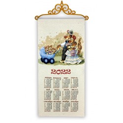 Календарь 32х70 гобелен "Семья на прогулке 2022"