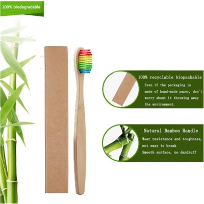 Зубная щетка бамбуковая ДЕТСКАЯ плоская ручка