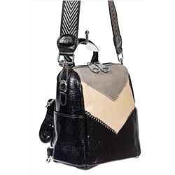 Женская сумка-рюкзак из экокожи, цвет чёрный с серым и молочным