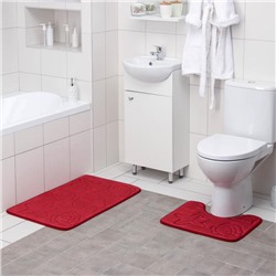 Набор ковриков для ванны и туалета Доляна «Ракушки», объёмные, 2 шт: 40×50, 50×80 см, цвет бордовый