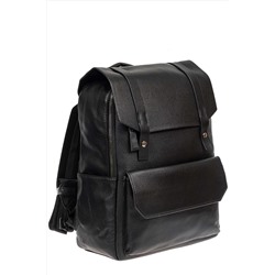 Рюкзак мужской из фактурной искусственной кожи с карманом для ноутбука, цвет чёрный