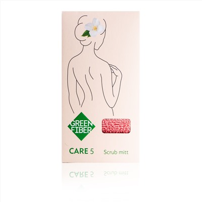 Green Fiber CARE 5, Варежка-скраб для душа, коралловая