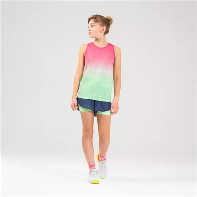 Майка для бега и легкой атлетики для девочек AT 500 розово-зеленая KALENJI