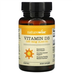 NatureWise, Vitamin D3, 5,000 IU, 90 Softgels