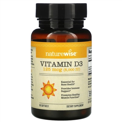 NatureWise, Vitamin D3, 5,000 IU, 90 Softgels