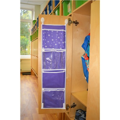 Кармашки для шкафчика, 5 отделений, фиолетовый, 72*20 см