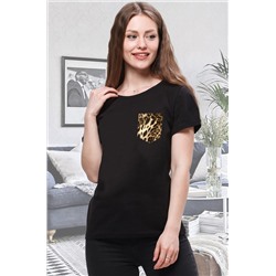 Brosko, Классическая женская футболка с леопардовым кармашком