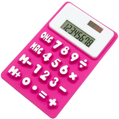 Силиконовый гибкий 8-разрядный калькулятор на магните №256, Акция! Розовый