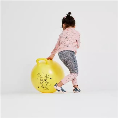 Легинсы детские для девочек 100 Baby Gym розовые с принтом DOMYOS