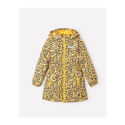 CROCKID, куртка  для девочек,  светло-горчичный, леопард