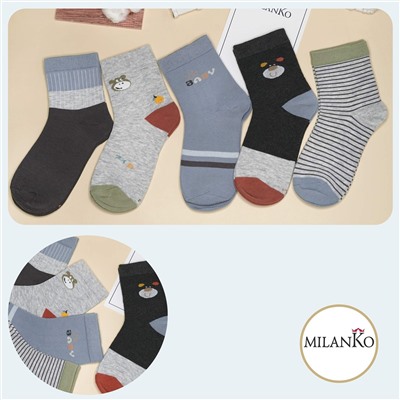 Детские хлопковые носки  (Узор 3) MilanKo D-222 Узор 3 (бегемотик)