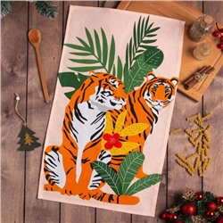 Полотенце Доляна «Новый год: Family of tigers» 35х60 см,100% хлопок 160 г/м2