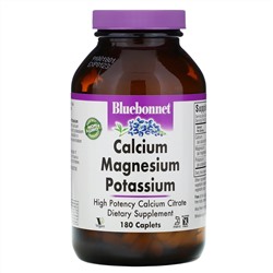 Bluebonnet Nutrition, кальций, магний и калий, 180 капсуловидных таблеток