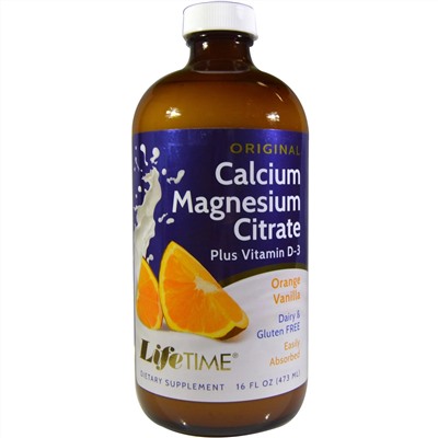LifeTime Vitamins, цитрат кальция и магния с витамином D3, вкус апельсина и ванили, 473 мл (16 жидк. унций)