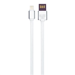 Кабель USB 2.0 - iPhone/iPod/iPad 8pin, 1м, 2.1A, реверс., плоский, OLMIO