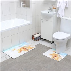 Набор ковриков для ванны и туалета Доляна «Звёзды на песке», 2 шт: 40×45, 45×75 см