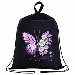 Мешок для обуви BRAUBERG, с петлёй, карман на молнии, 47х37 см, "Butterfly", 271607