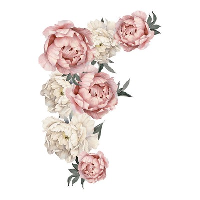 Наклейка многоразовая интерьерная «Розово-Белые Пионы 7»