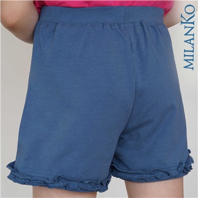 Детские шорты из натурального хлопка с рюшками MilanKo SD-0503 Синие/100