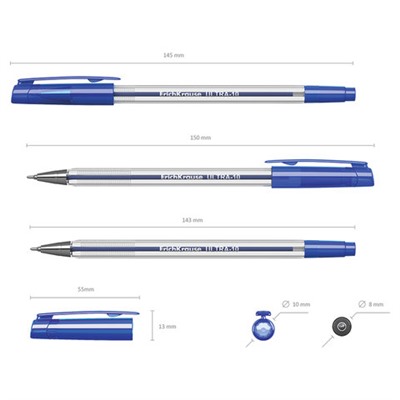 Ручка шариковая масляная ERICH KRAUSE "Ultra-10", СИНЯЯ, корпус прозрачный, узел 0,7 мм, линия письма 0,26 мм, 13873, 141247