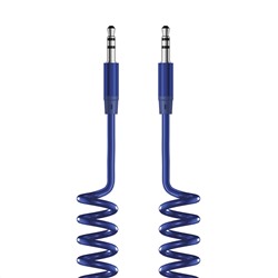 Аудиокабель AUX 3.5(m)-3.5(m), 1.8м, витой, синий, OLMIO