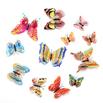 Наклейка «3D Бабочки», цветные 12 штук