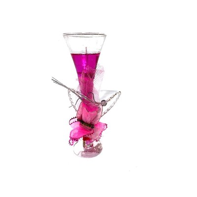 Светодиодная гелевая свеча в фужере, 6х19 см, Акция! Розовый