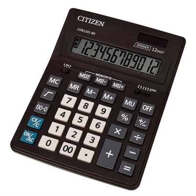 Калькулятор настольный CITIZEN BUSINESS LINE CDB1201BK (205x155 мм), 12 разрядов, двойное питание. 250434