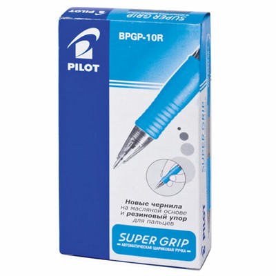 Ручка шариковая масляная автоматическая с грипом PILOT "Super Grip", СИНЯЯ, узел 0,7 мм, линия письма 0,32 мм, BPGP-10R, BPGP-10R-F,М, 140242