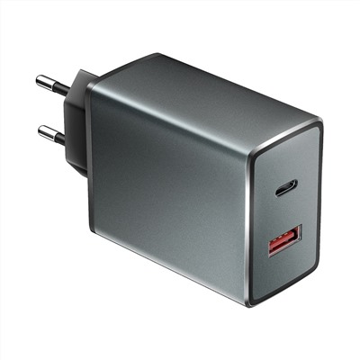 Сетевое ЗУ 38W, Type-C +USB, PowerDelivery, QuickCharge, gray, OLMIO
