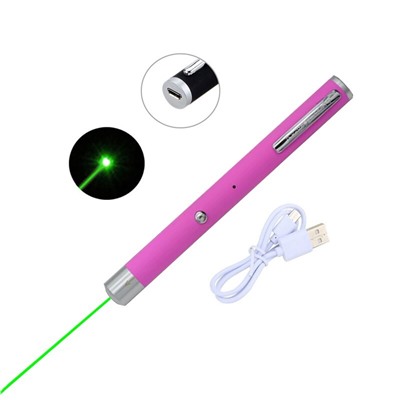 Лазерная указка с USB-кабелем Green Laser Pointer, Акция! Розовый