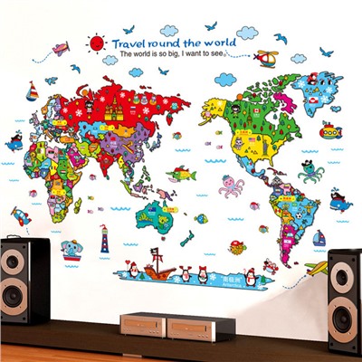 Наклейка многоразовая интерьерная «Путешествие по миру»