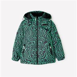 CROCKID, куртка для мальчиков, ВК 36059/н/2 ГР, черный ярко-зеленые волны
