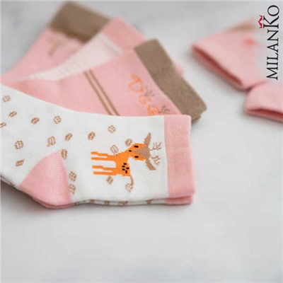 Детские хлопковые носки с рисунком "оленята" MilanKo IN-165 IN - 165 (оленята)/3-4 года