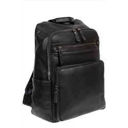 Рюкзак мужской из фактурной экокожи с карманом для ноутбука, цвет чёрный