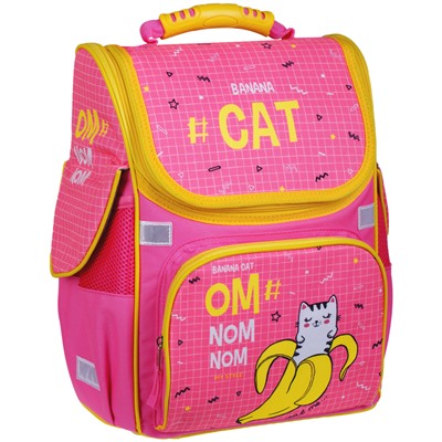 Ранец ArtSpace Junior "Banana Cat" розовый 37*28*21см, 1 отделение, 3 кармана, анатомическая спинка