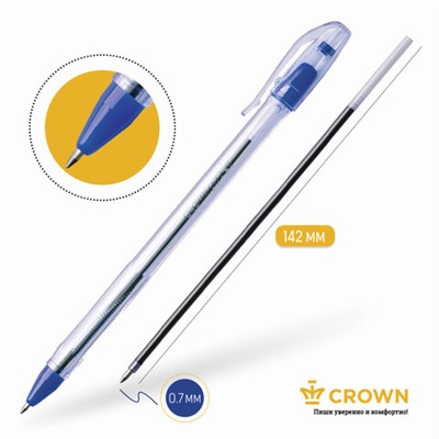 Ручка шариковая масляная CROWN «Oil Jell», СИНЯЯ, узел 0,7 мм, линия письма 0,5 мм, OJ-500B, 143057