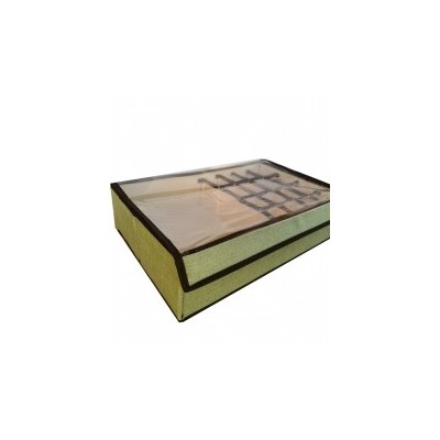 Короб для хранения с ячейками и прозрачной крышкой, 44х27х11 см, Акция! Зеленый