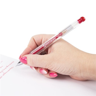 Ручка гелевая с грипом BRAUBERG «Geller», КРАСНАЯ, игольчатый узел 0,5 мм, линия письма 0,35 мм, 141181