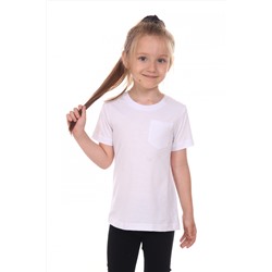 Детская футболка "белая с карманом" дев. (в наличии с карманом и без)