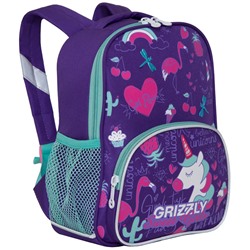 Рюкзак детский Grizzly, 23*30*11см, 1 отделение, 3 кармана, укрепленная спинка, фиолетовый