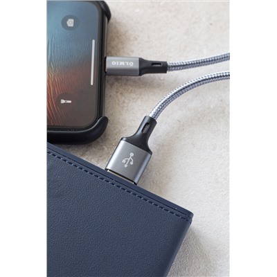 Кабель BASIC, USB 2.0 - lightning, 1.2м, 2.1A, серый, OLMIO