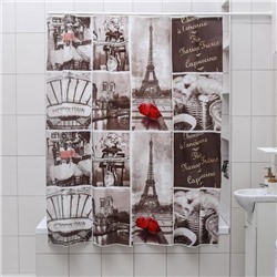 Штора для ванной комнаты Доляна «Париж ретро», 180×180 см, EVA, цвет белый