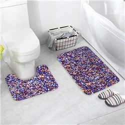 Набор ковриков для ванны и туалета Доляна «Галька», 2 шт: 40×50, 50×80 см