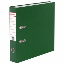 Папка-регистратор BRAUBERG с покрытием из ПВХ, 70 мм, зеленая (удвоенный срок службы), 221818, ШК 4606224021515