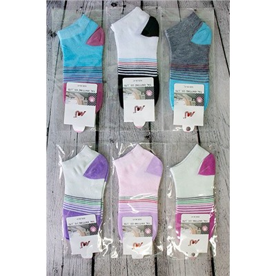 Носки женские "Хлопок" (цветные, короткие) - упаковка 12 пар