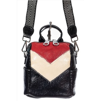 Женская сумка-рюкзак из экокожи, цвет чёрный с красным и молочным
