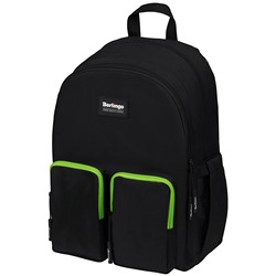 Рюкзак Berlingo Color blocks "Black green" 39*28*17см, 2 отделения, 4 кармана, уплотненная спинка
