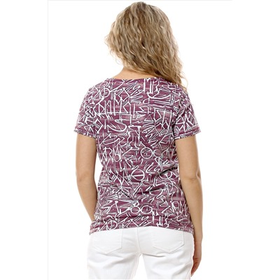 NSD стиль, Женская футболка бордового цвета с абстрактным принтом