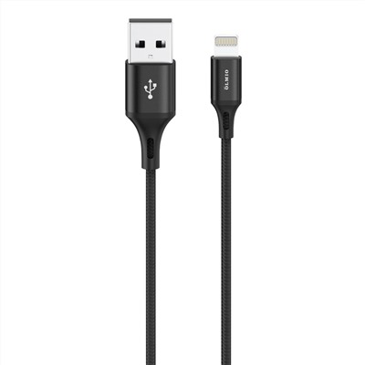 Кабель BASIC, USB 2.0 - lightning, 1.2м, 2.1A, черный, OLMIO